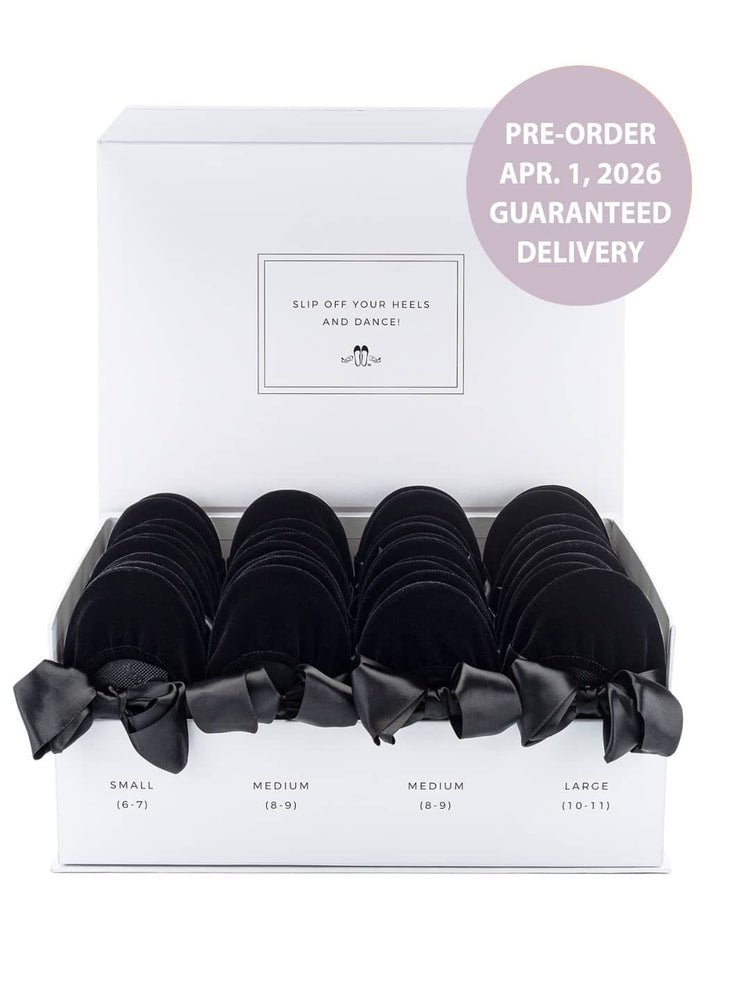 2026 April Pre-Order - 20 Pairs of Black Velvet Rescue Flats (WHITE Display Box) (Copy)