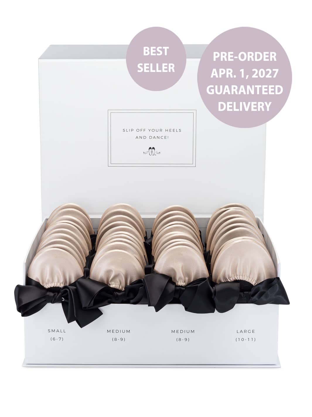 2027 April Pre-Order - 20 Pairs of Champagne Rescue Flats (WHITE Display Box)