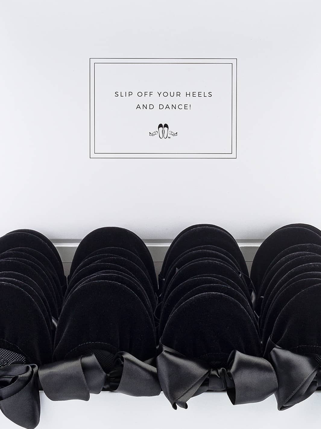 20 Pairs of Black Velvet Rescue Flats (WHITE Display Box)