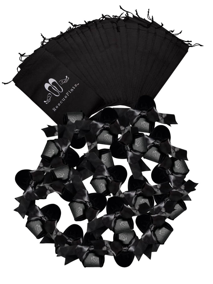 20 Pairs of Black Velvet Rescue Flats (BLACK Display Box)