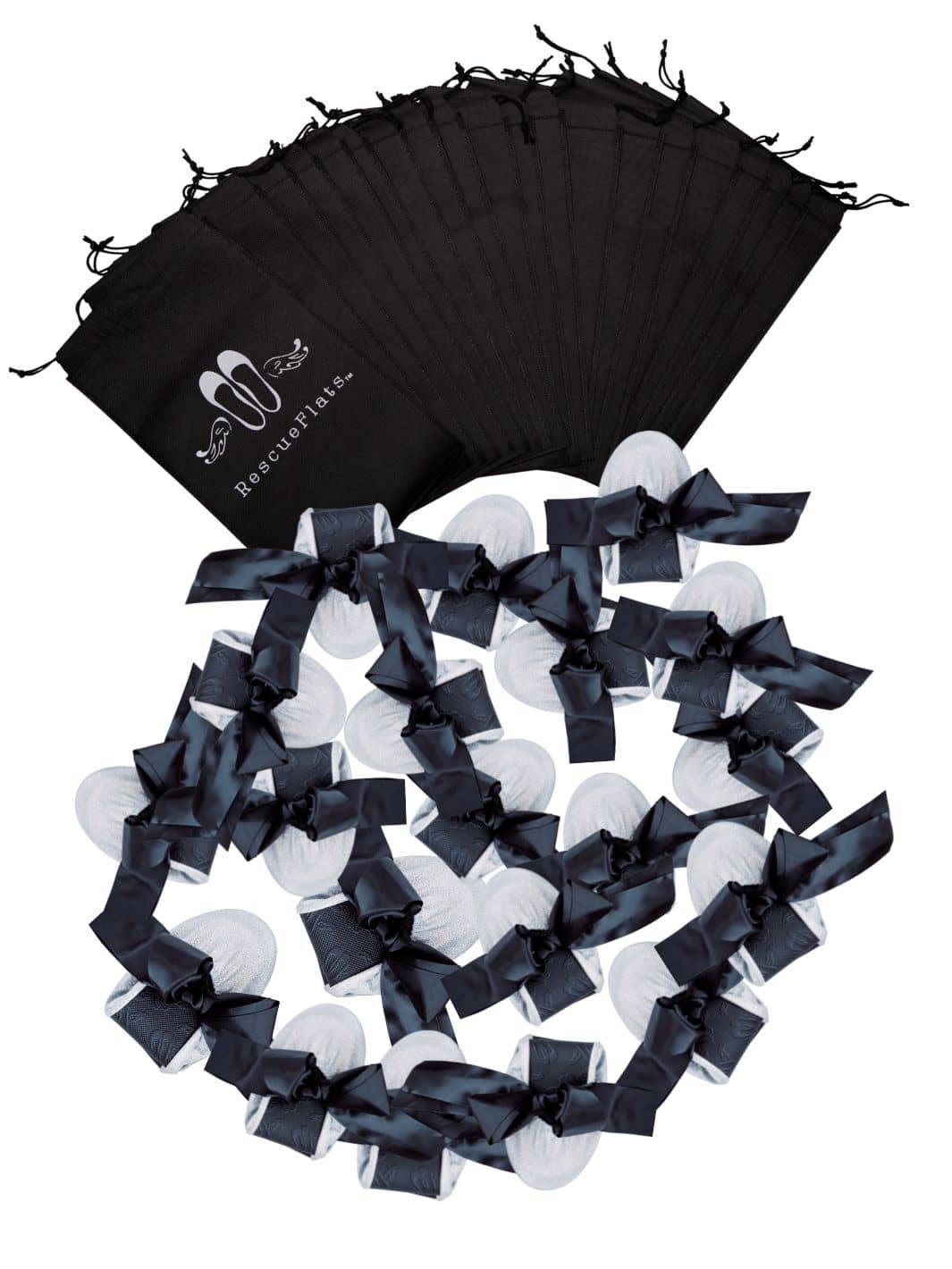 2026 June Pre-Order - 20 Pairs of Silver Glitter Rescue Flats (BLACK Display Box)