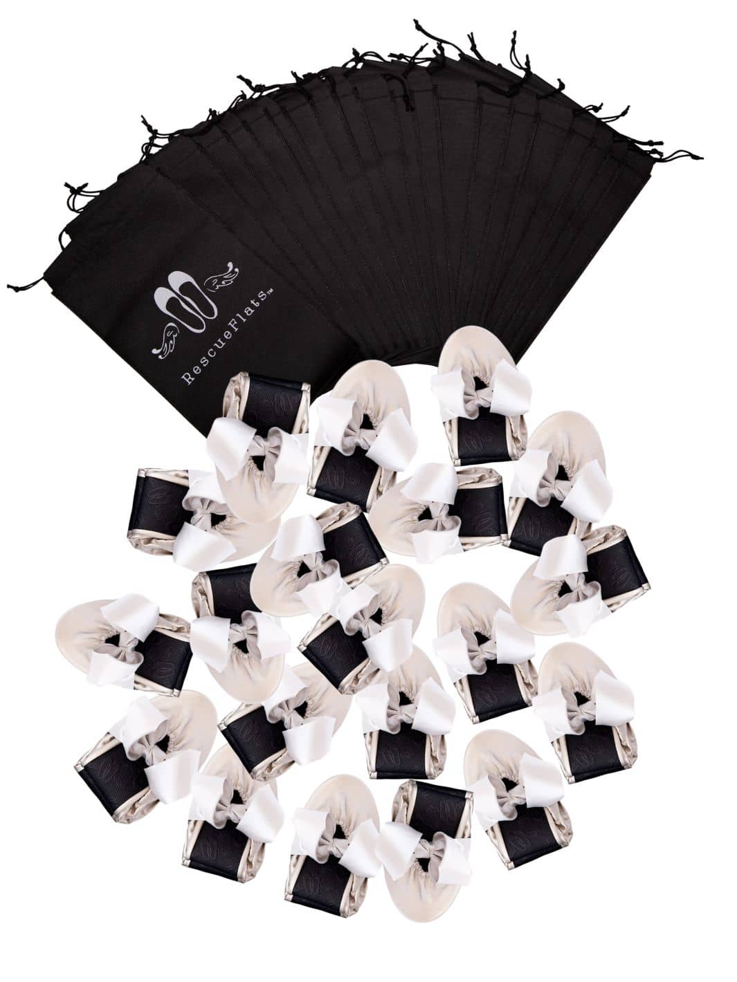 2026 June Pre-Order - 20 Pairs of Silver Rescue Flats (BLACK Display Box)