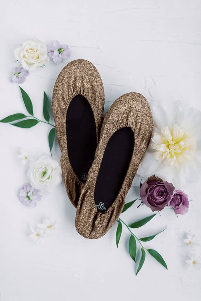 20 Pairs of Champagne Glitter Rescue Flats (Rose GOLD Display Box)