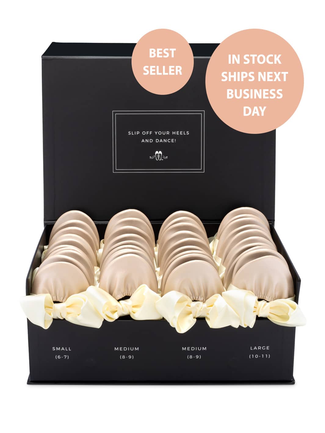 20 Pairs of Champagne Rescue Flats (BLACK Display Box)