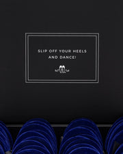 20 Pairs of Royal Blue Velvet Rescue Flats (BLACK Display Box)