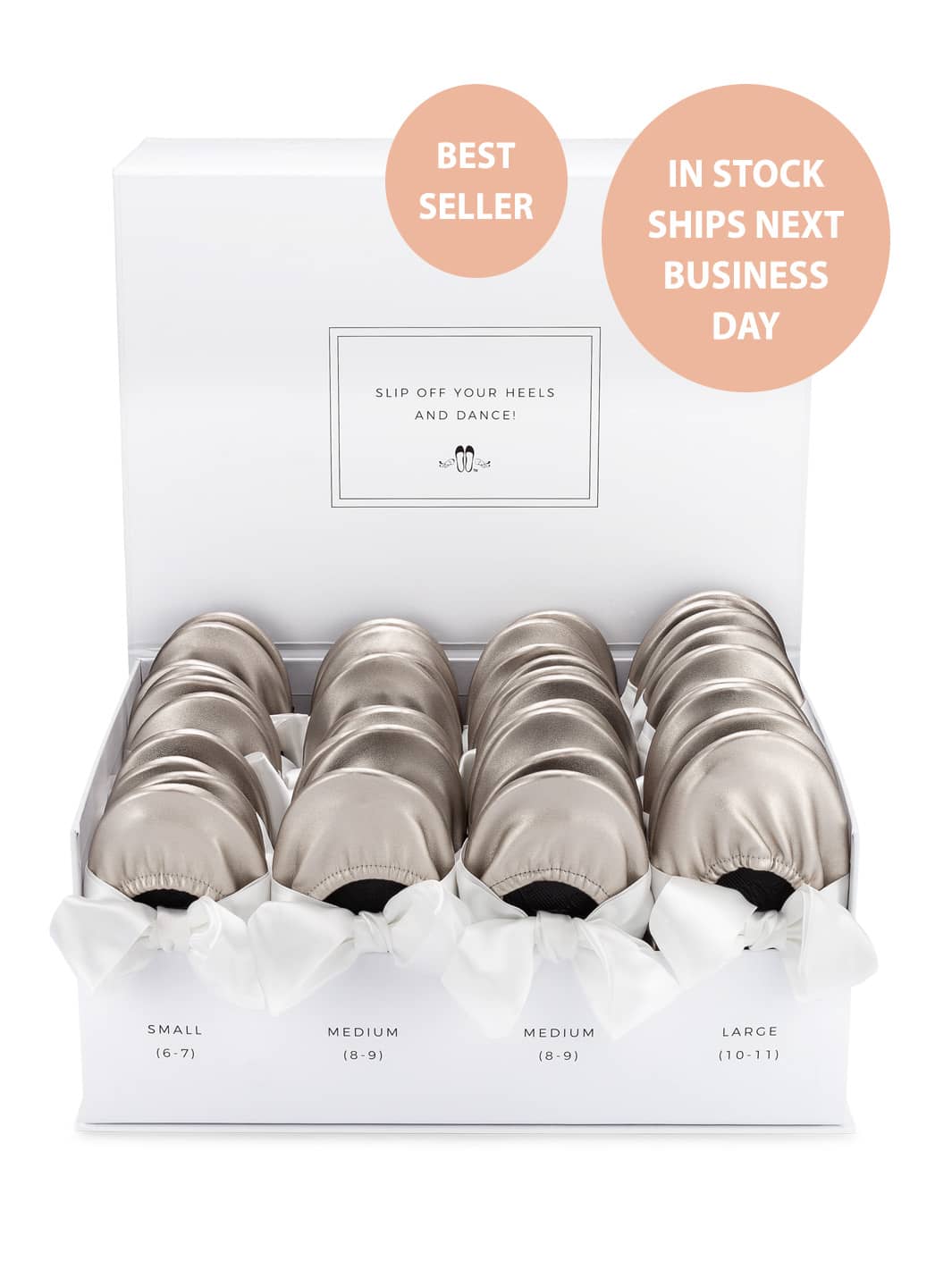 20 Pairs of Silver Rescue Flats (WHITE Display Box)
