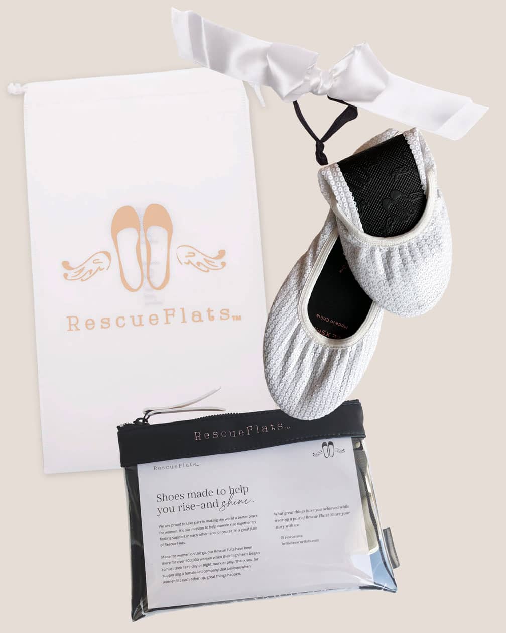 Bridal White Sequin Rescue Flats