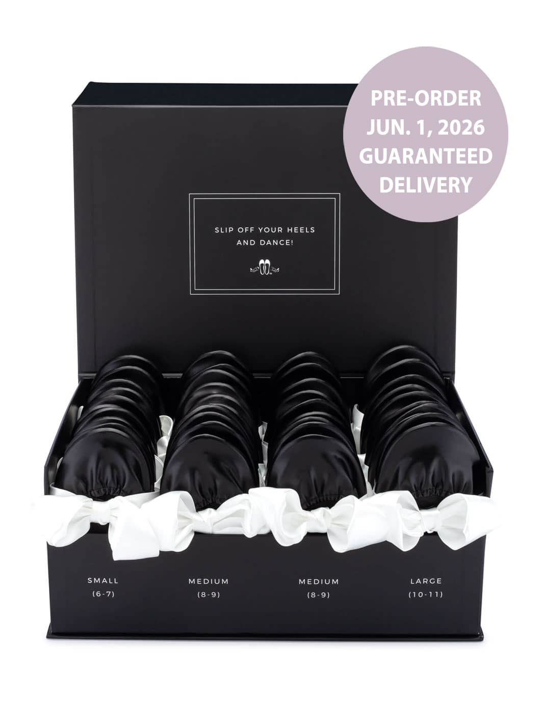 2026 June Pre-Order - 20 Pairs of Black Rescue Flats (Black Display Box)