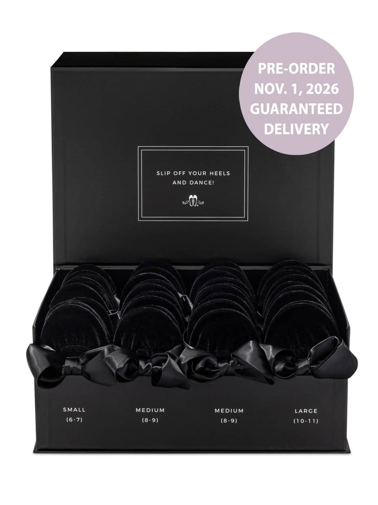 2026 November Pre-Order - 20 Pairs of Black Velvet Rescue Flats (BLACK Display Box)
