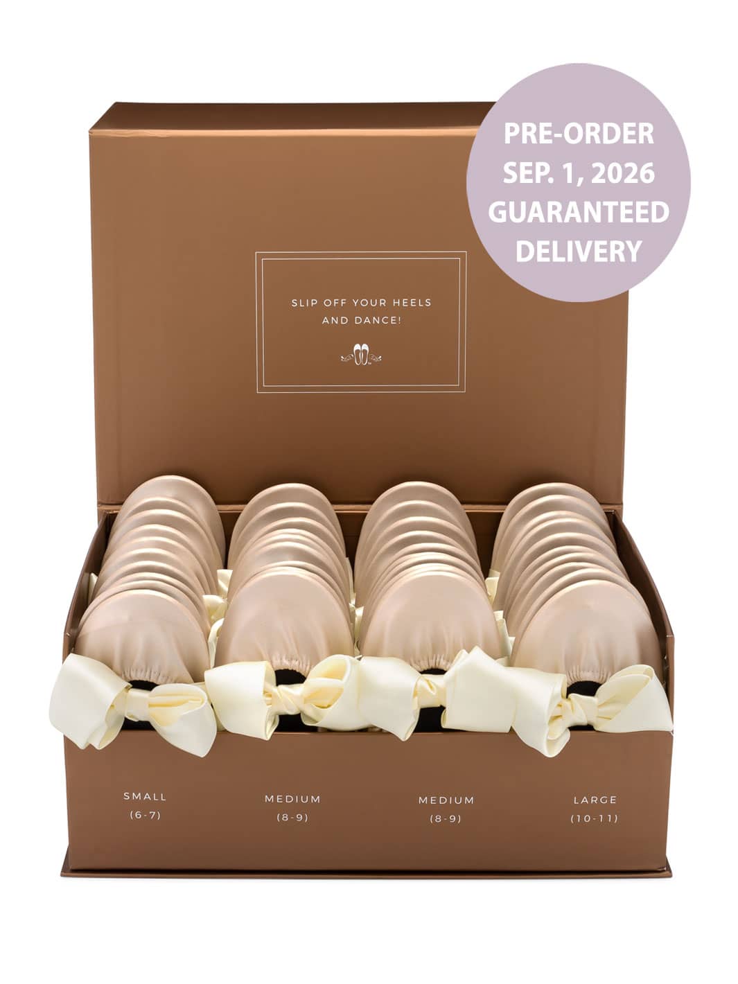 2026 September Pre-Order - 20 Pairs of Champagne Rescue Flats (Rose GOLD Display Box)